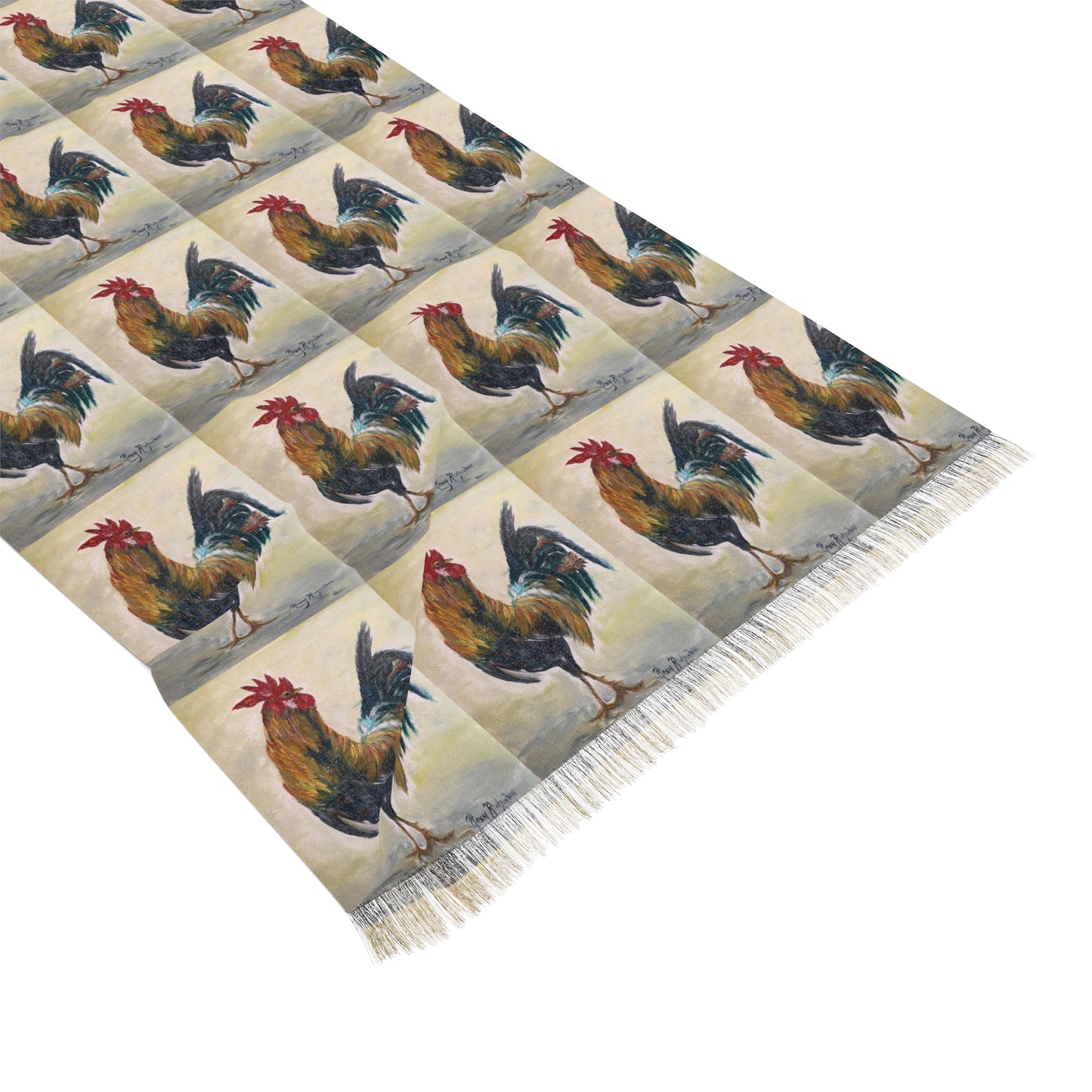 Colorful Scarf — Artistic Lightweight Neck Wrap- Who you Calling Chicken- Rooster