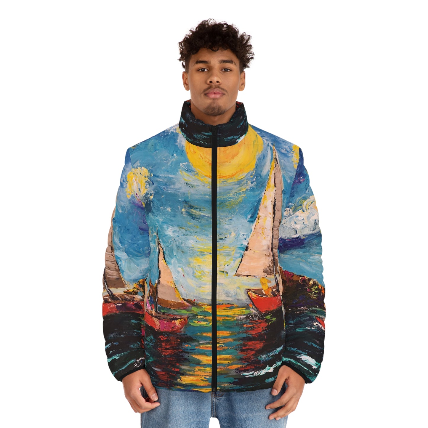 Men's Puffer Jacket - Roxy Rich Art, Unique Bright Colors-Sunny Sails