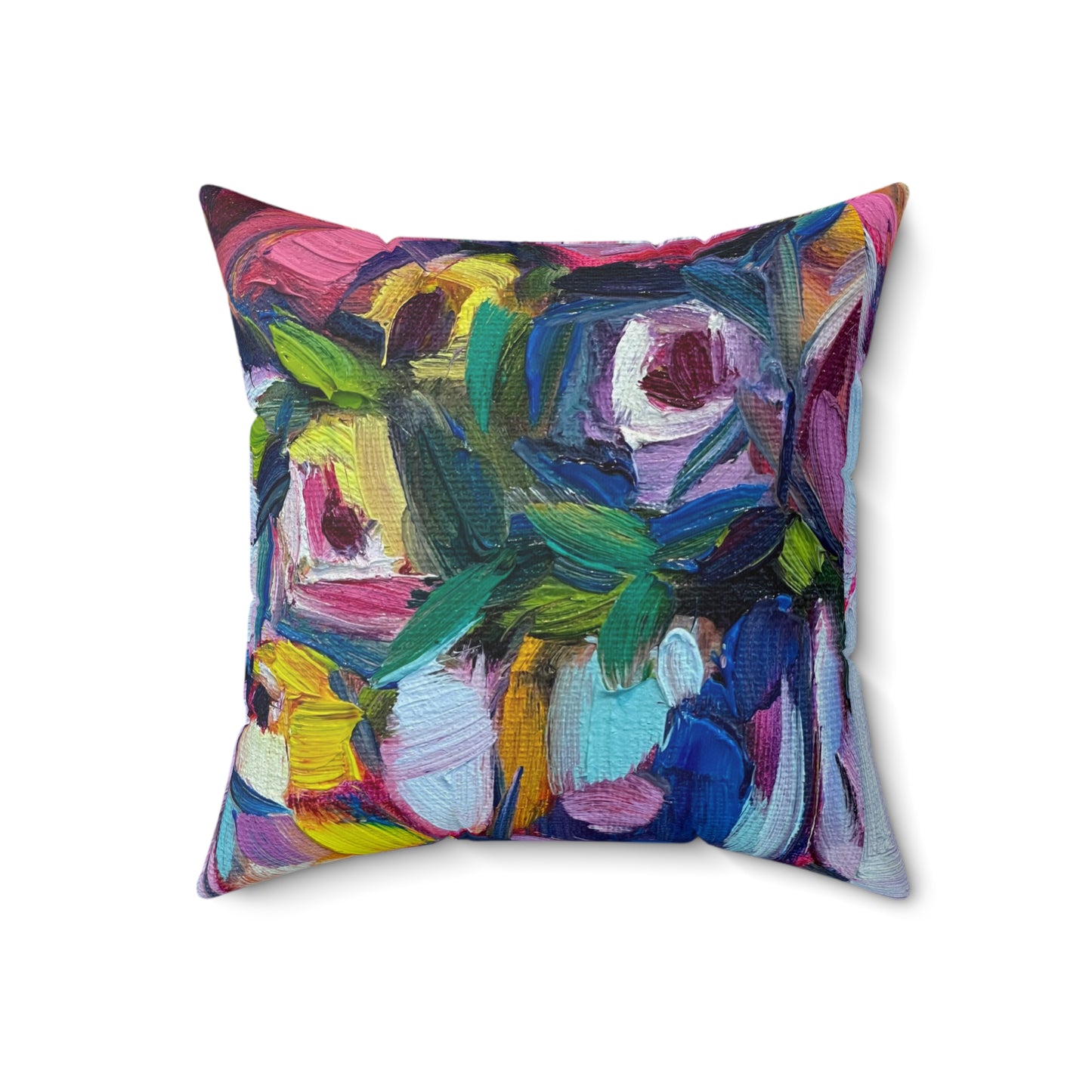 Abstract Roses and Warbler Color Blast Indoor Spun Polyester Square Pillow