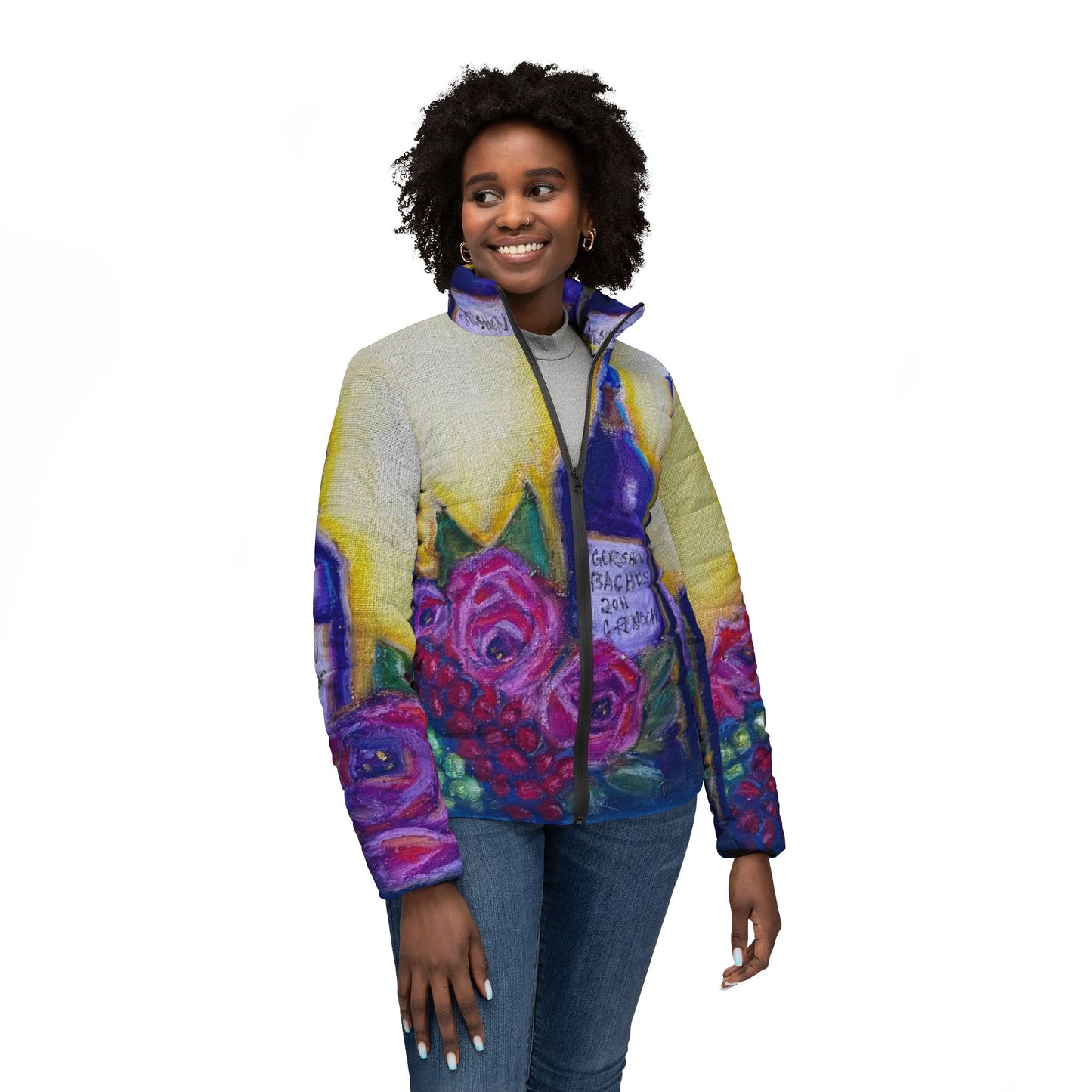 Women's Puffer Jacket - GBV Wine and Roses
