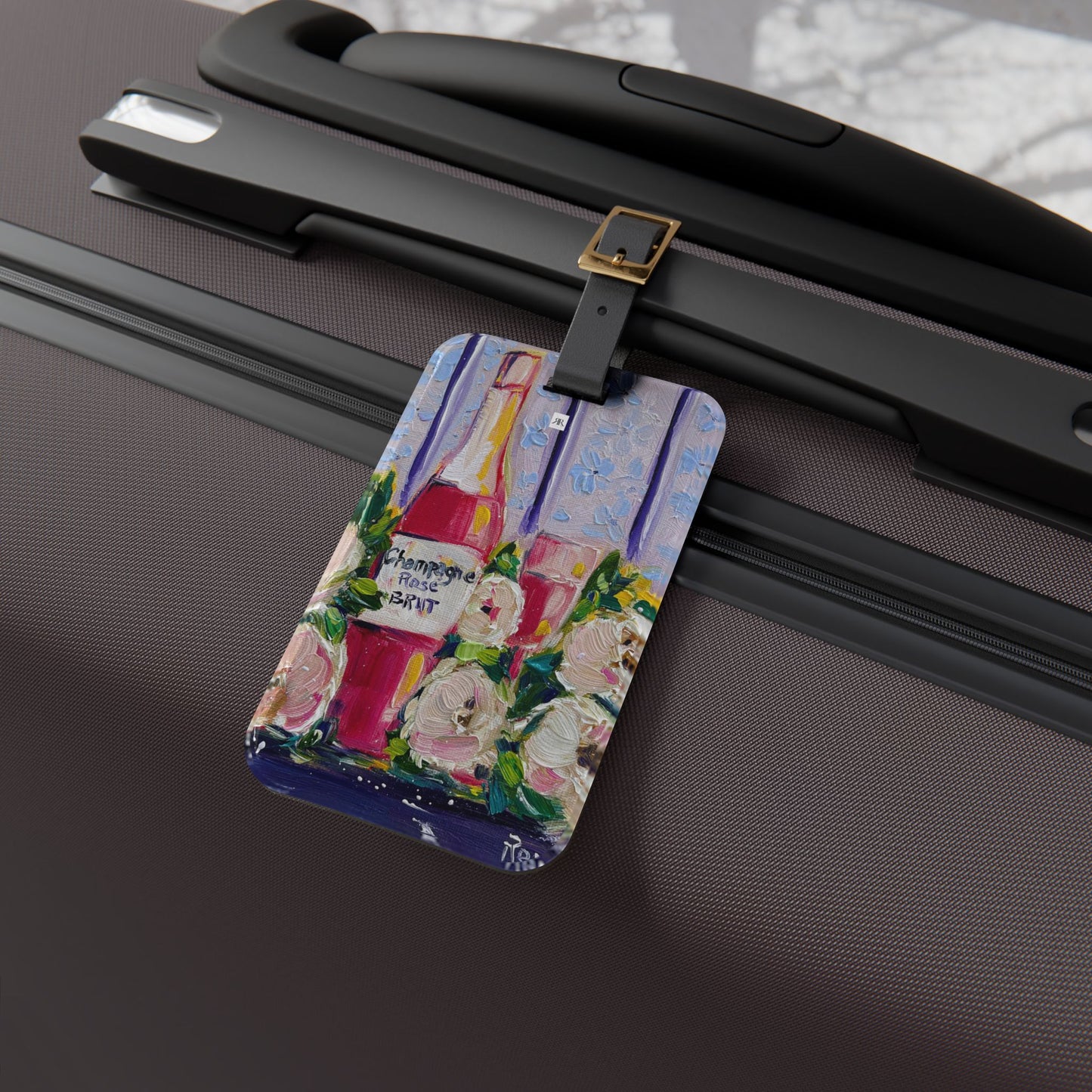 Luggage Tag - Pink Champagne and Peonies