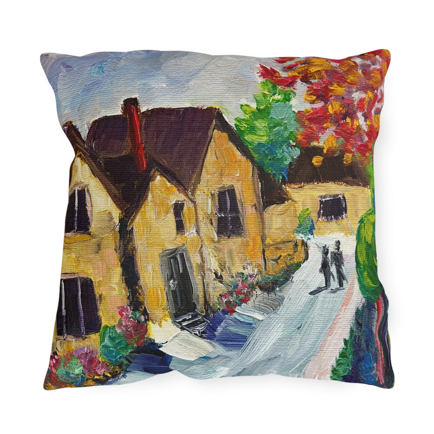 Medieval Village Cotswolds Outdoor Pillows