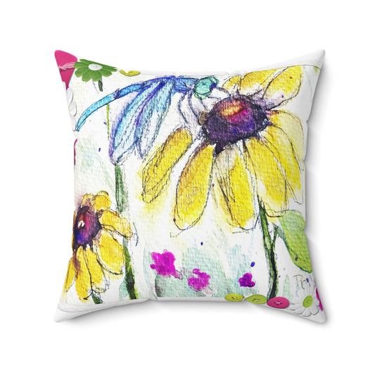 Blue Dragonfly Indoor Spun Polyester Square Pillow