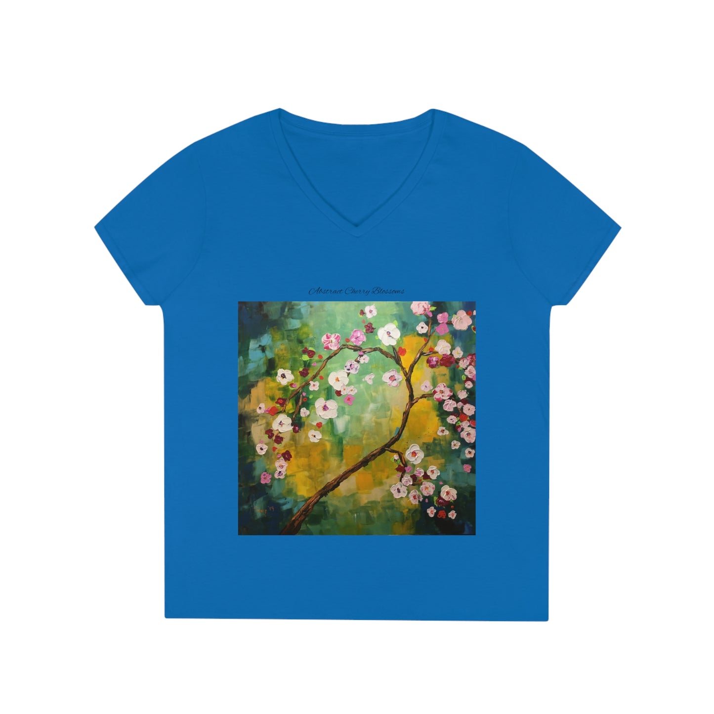 Abstract Cherry Blossoms Ladies' V-Neck T-Shirt
