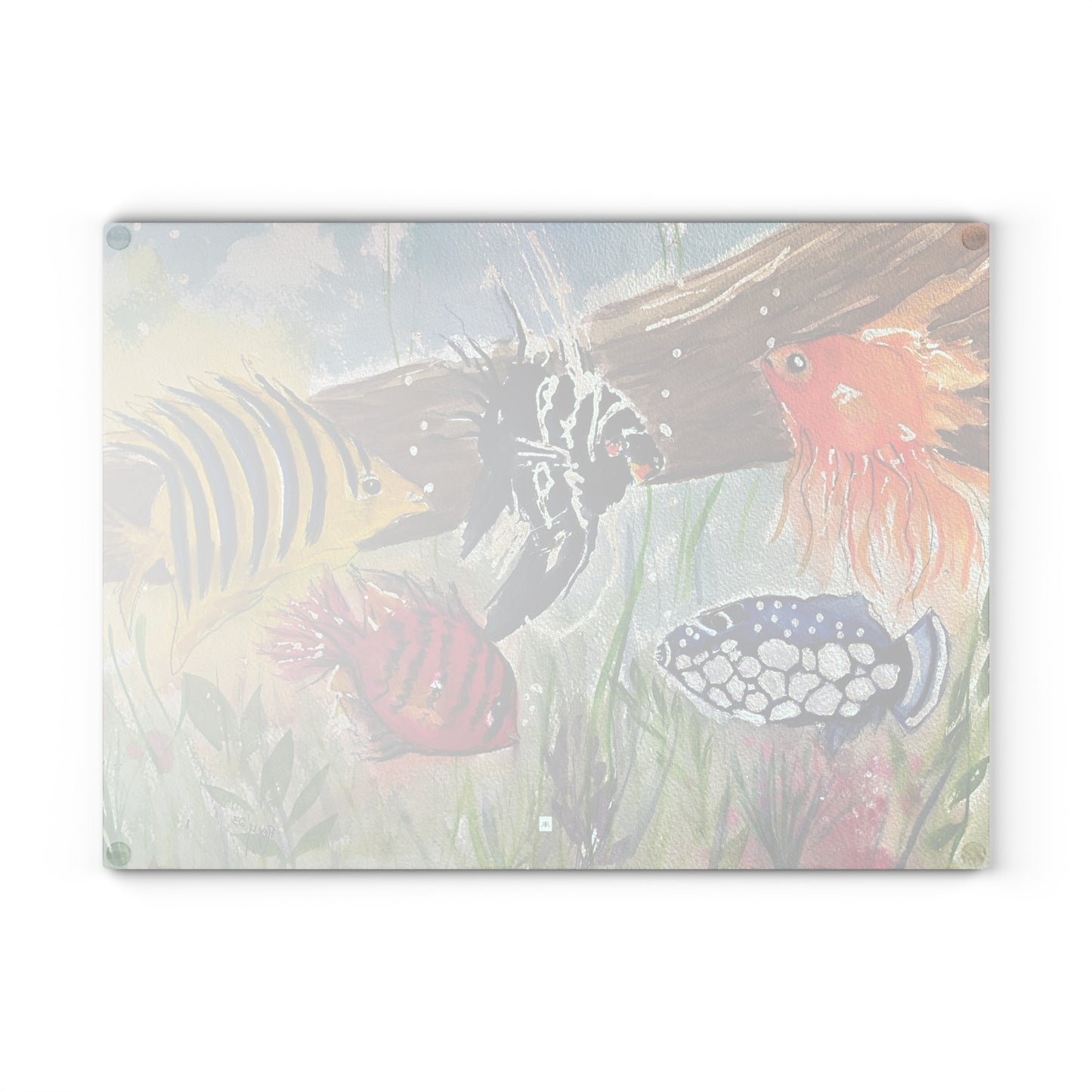 Colorful Fish Glass Cutting Board