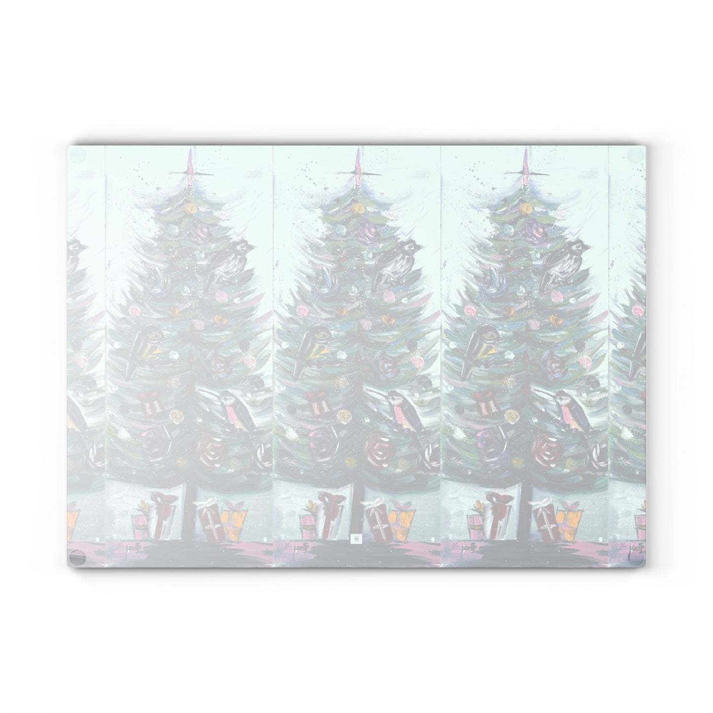 Festive Feathers-Birds in a Christmas Tree Glass Cutting Board