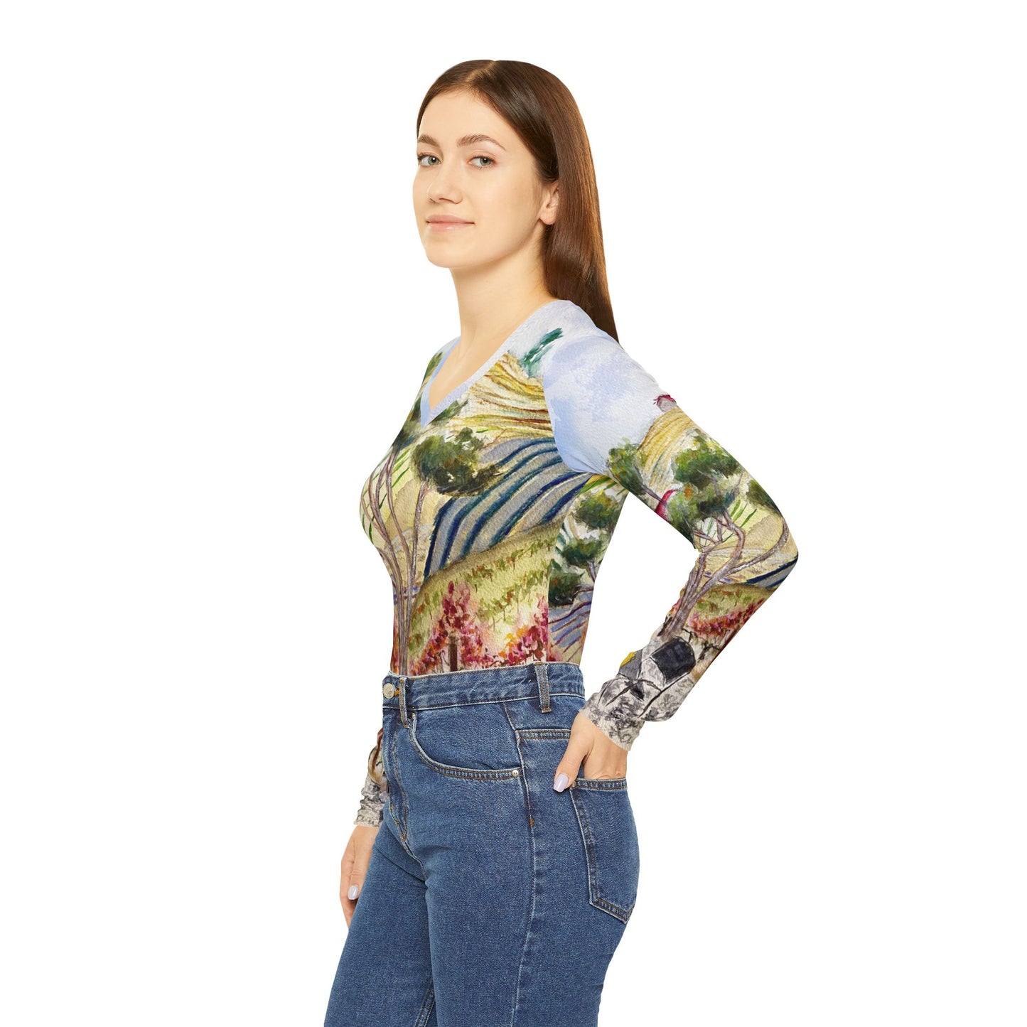 Long Sleeve Shirt-Patio View at GBV- V-neck Women's