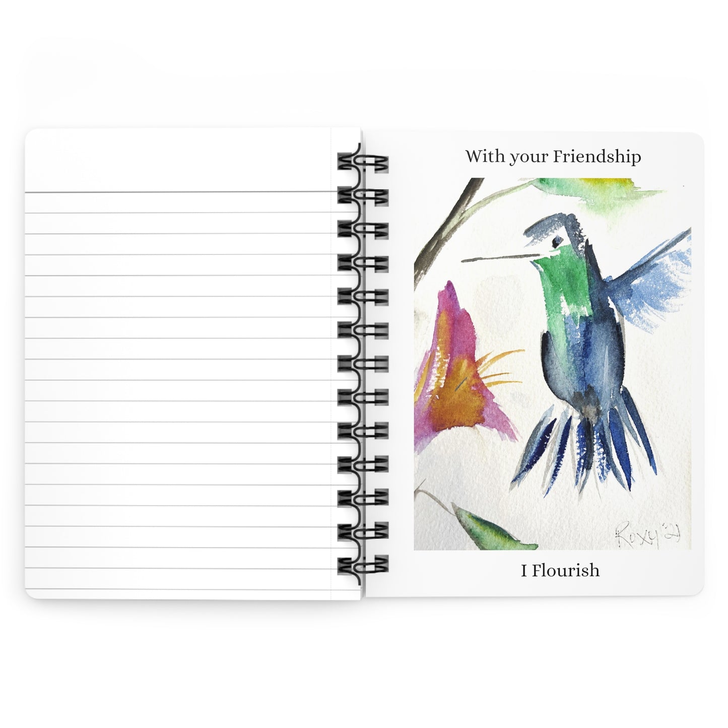 Friendship-Watercolor Hummingbirds- Spiral Bound Journal