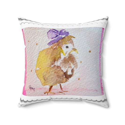 Almohada cuadrada de poliéster hilado para interiores Fascinante Chick