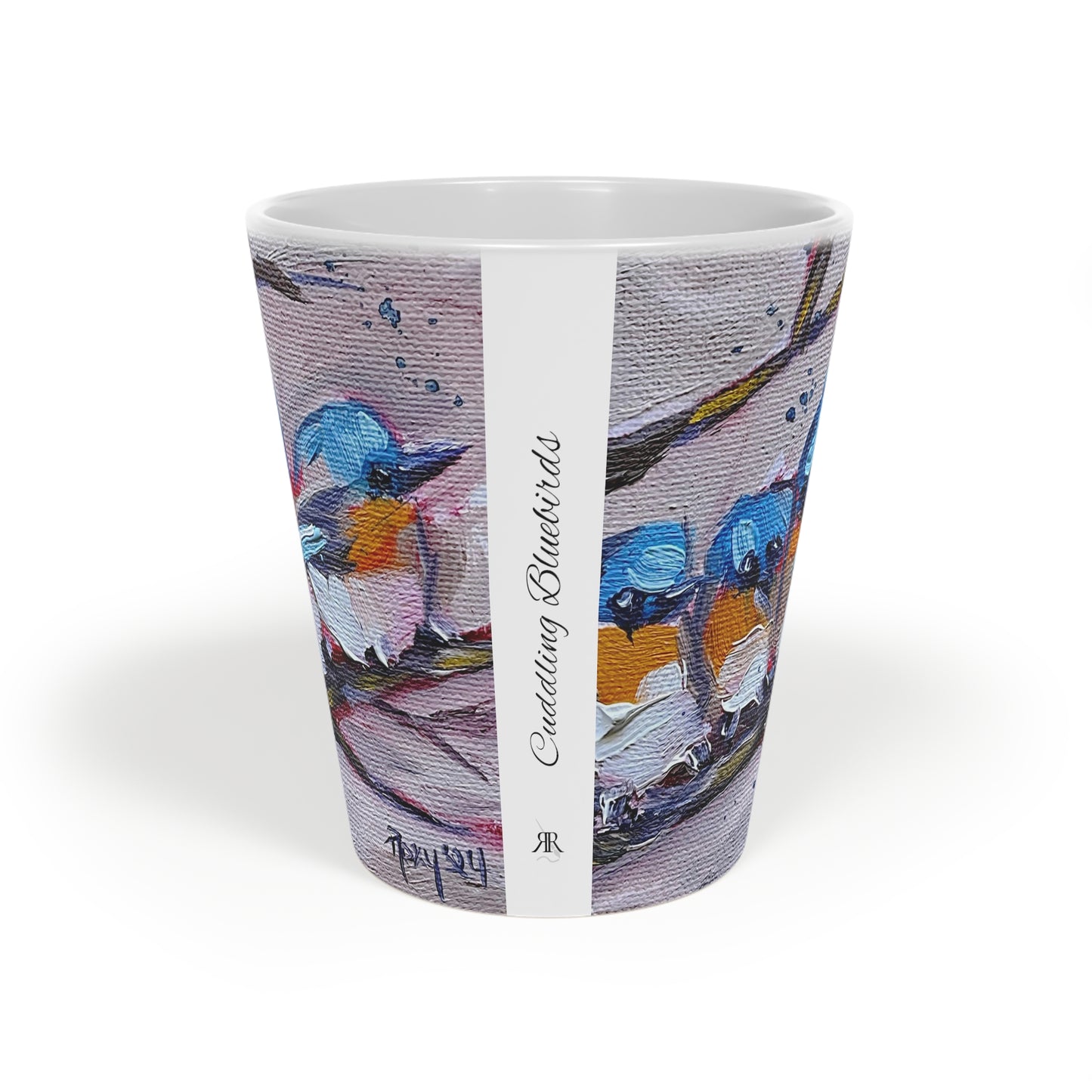 Cuddling Bluebirds   Latte Mug, 12oz