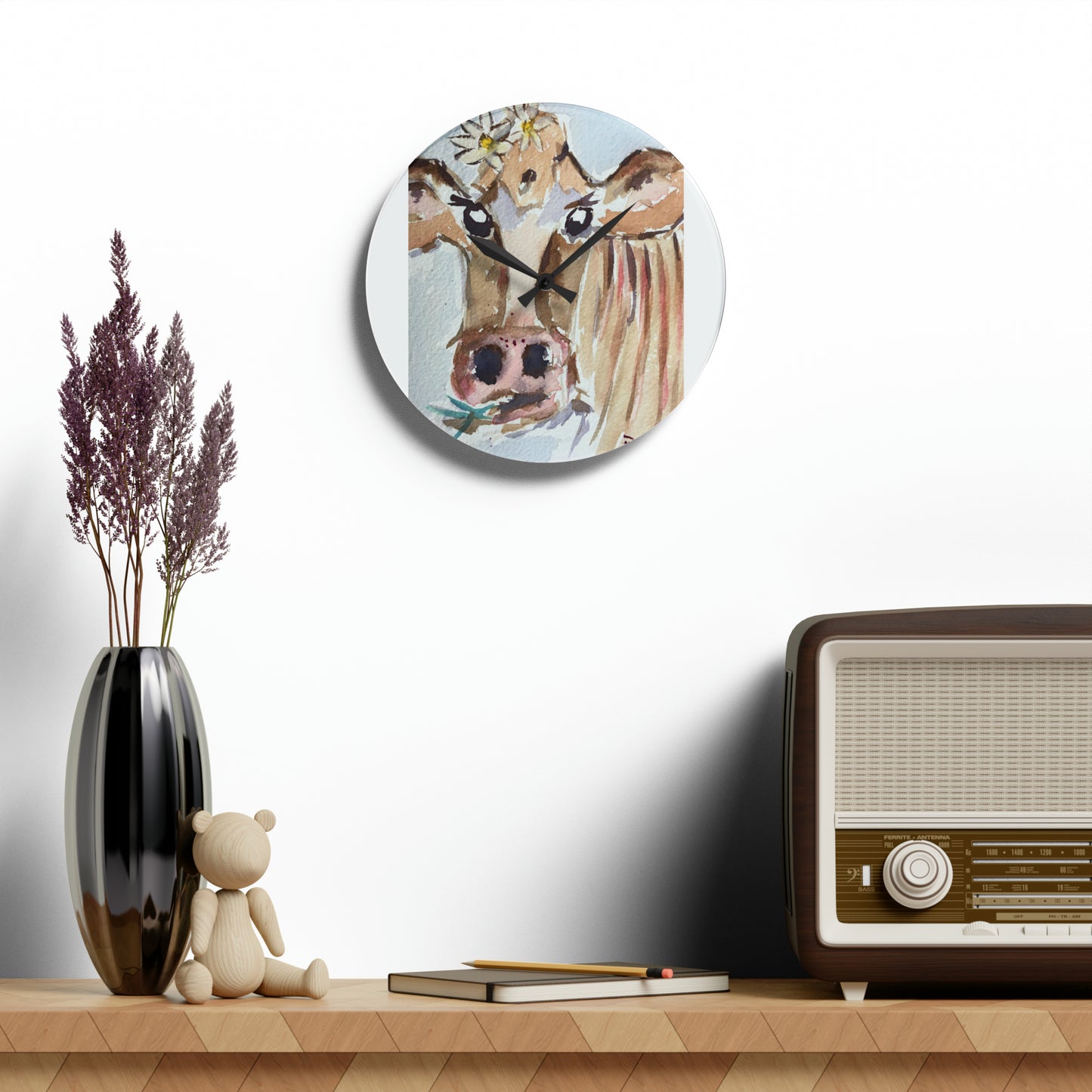 Daisy Mae Cow Acrylic Wall Clock