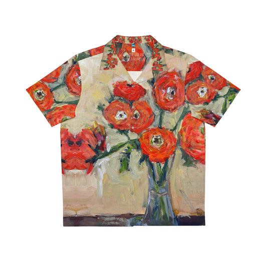 Camisa hawaiana de hombre Ranunculas naranja