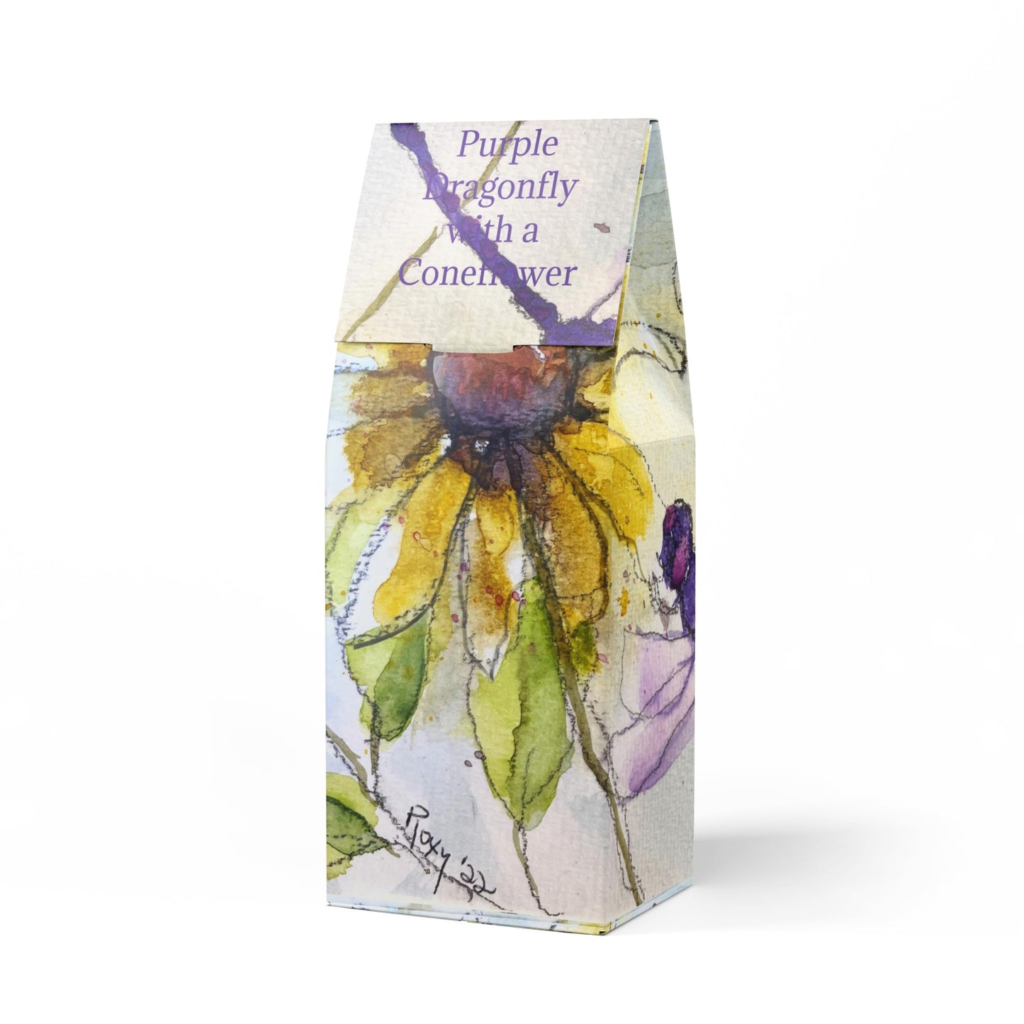 Purple Dragonfly with a Coneflower - Toasty Roast Coffee 12.0z Bag