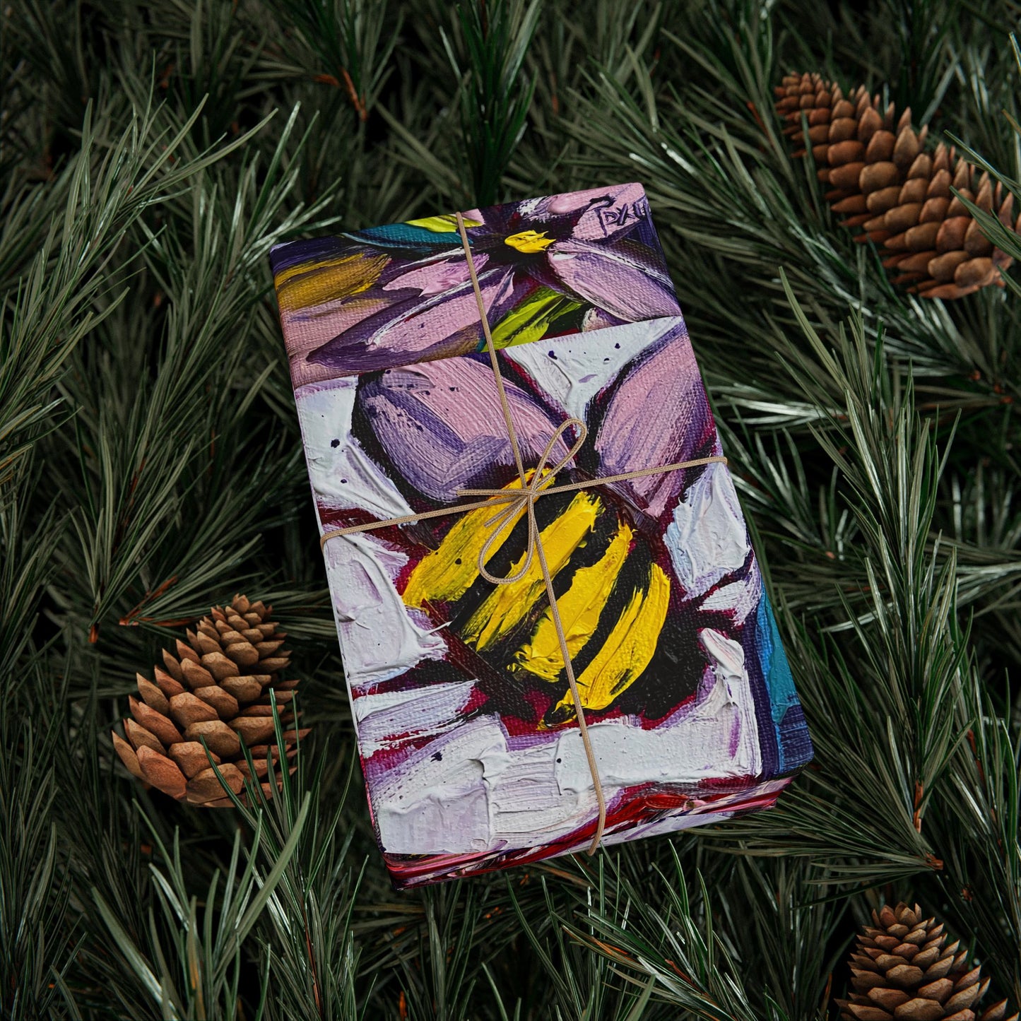 Bee Happy Wine Bee and Roses (3 Sizes) Wrapping Papers