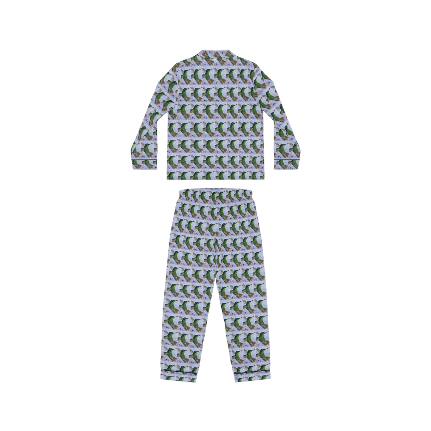 Satin Pajamas — Luxurious Silky Sleepwear Set- Hummingbird in Flight