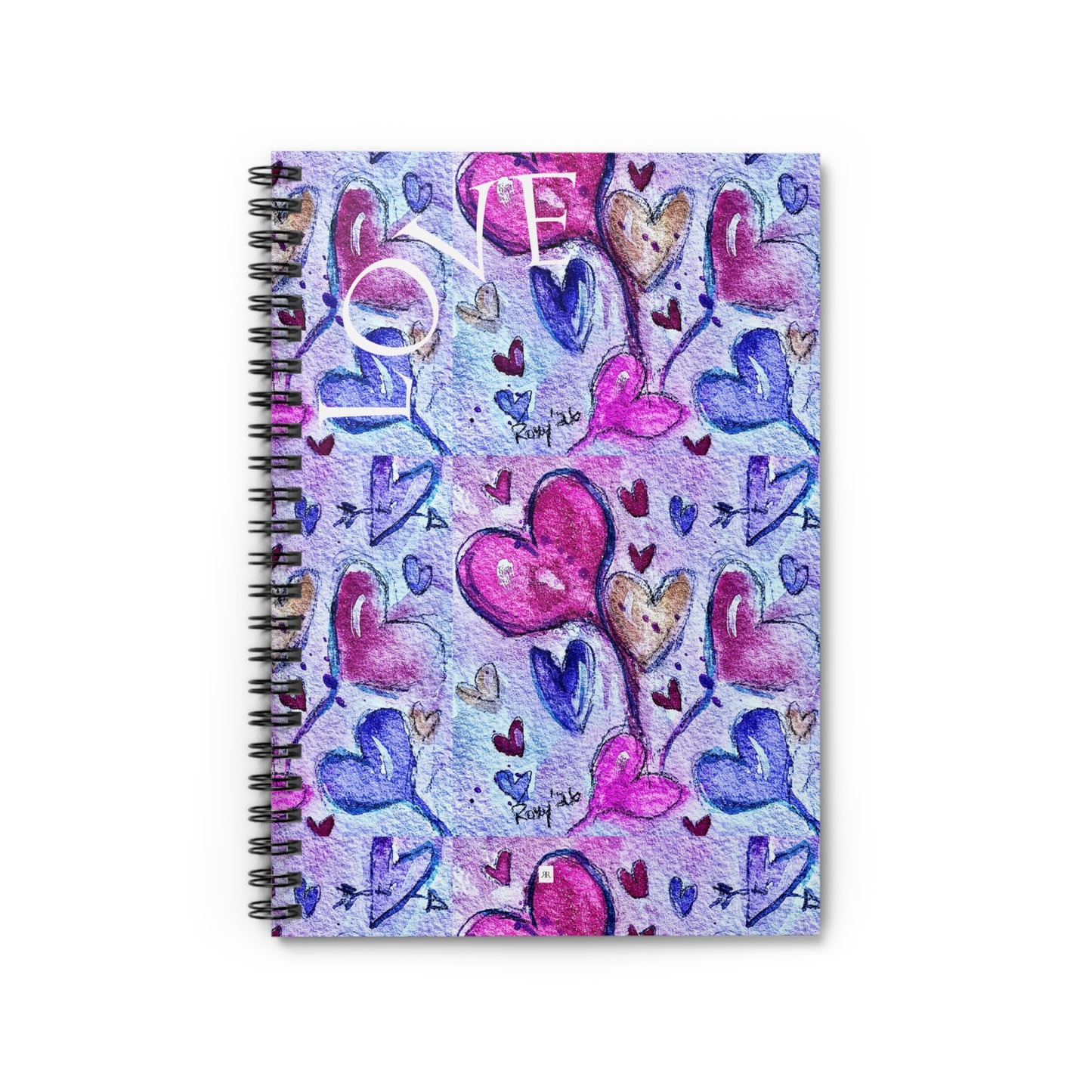 Floating Hearts Ruled Notebook — Friend Gift Spiral Notebook