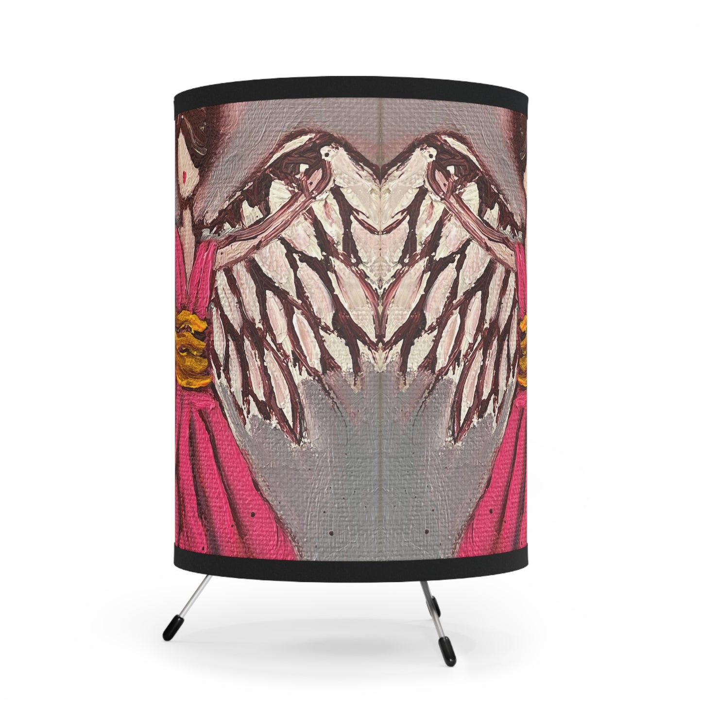 Pink Angel Pattern Tripod Lamp