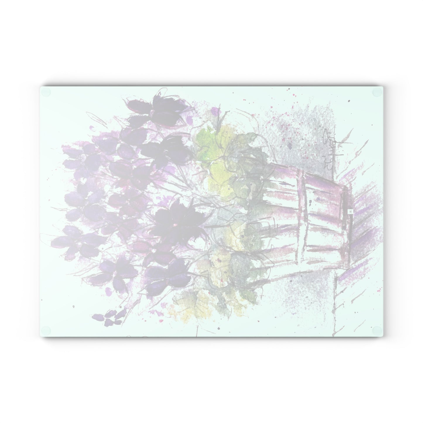 Purple Ivy Geraniums in a Basket Glass Cutting Board