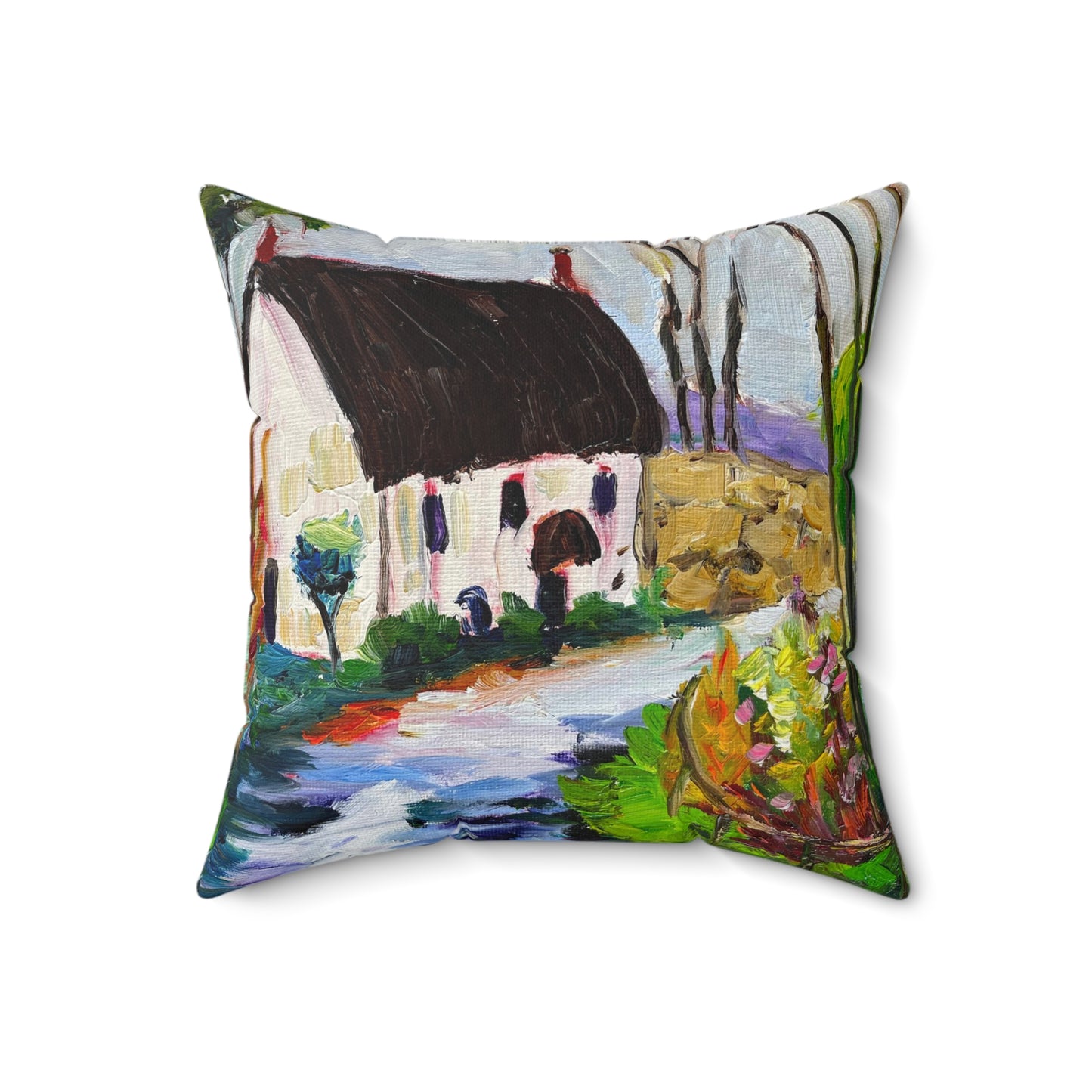 Charming Cottage Cotswolds  Indoor Spun Polyester Square Pillow