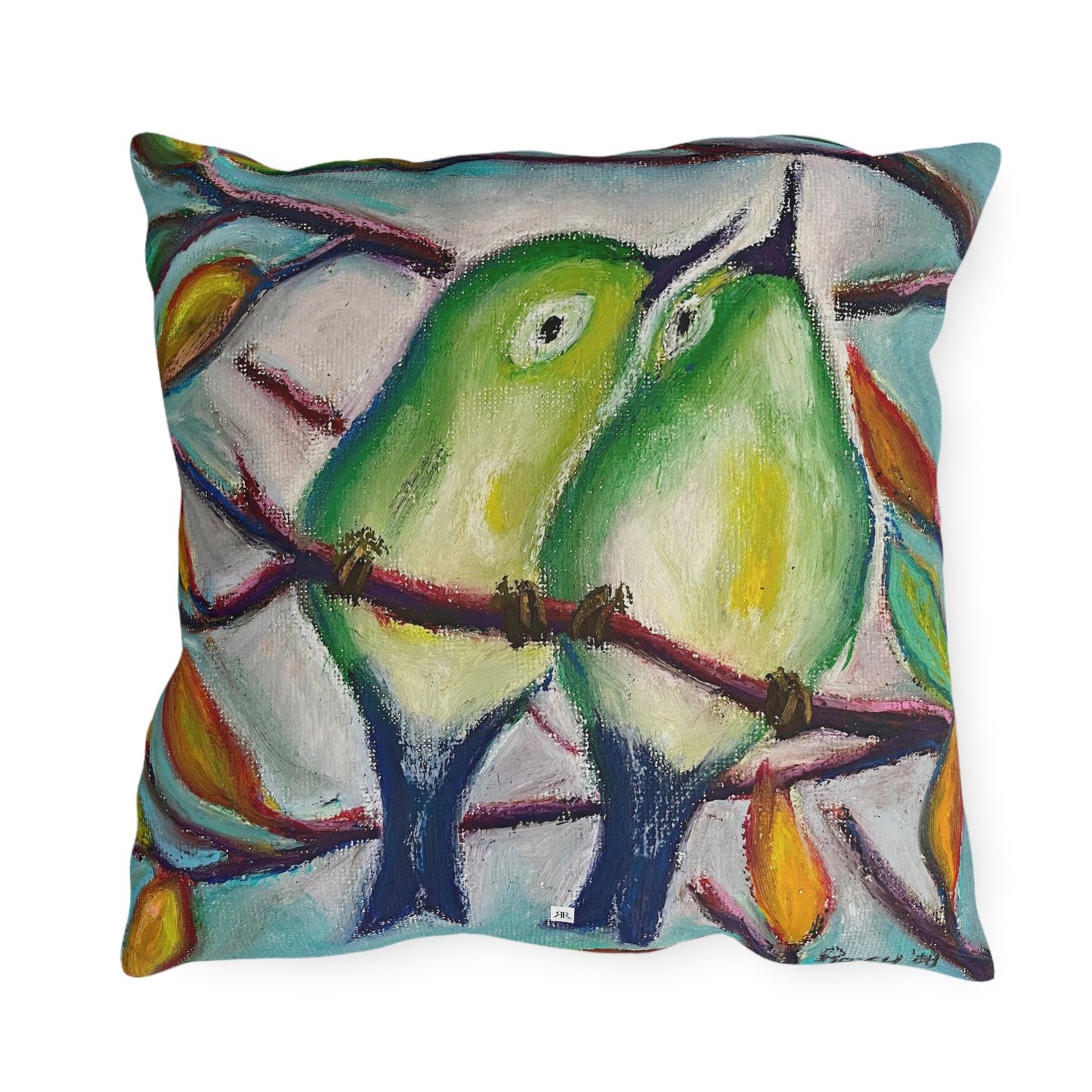 Cuddling Warblers Outdoor Pillows