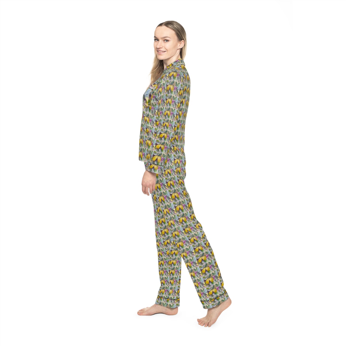 Satin Pajamas — Luxurious Silky Sleepwear Set- Loose Lemons