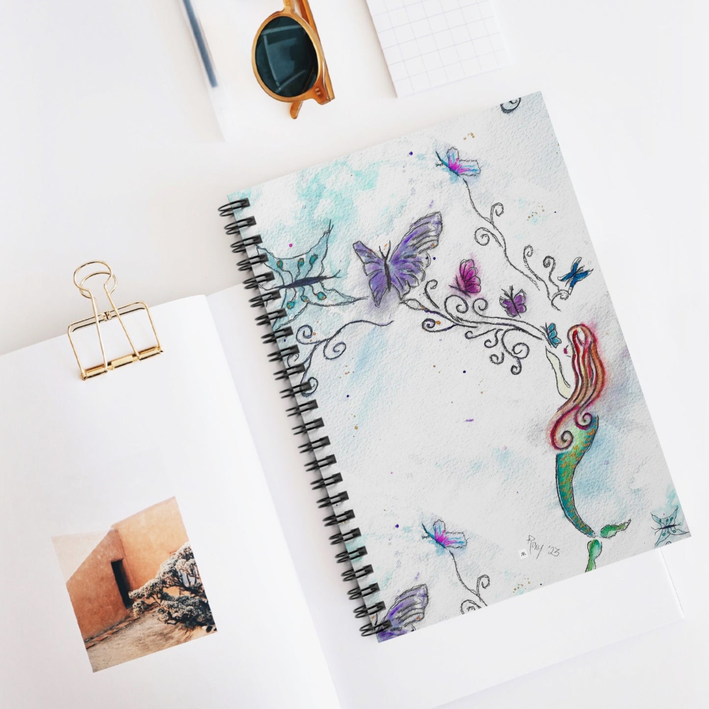 Mermaid Butterfly Kisses Spiral Notebook