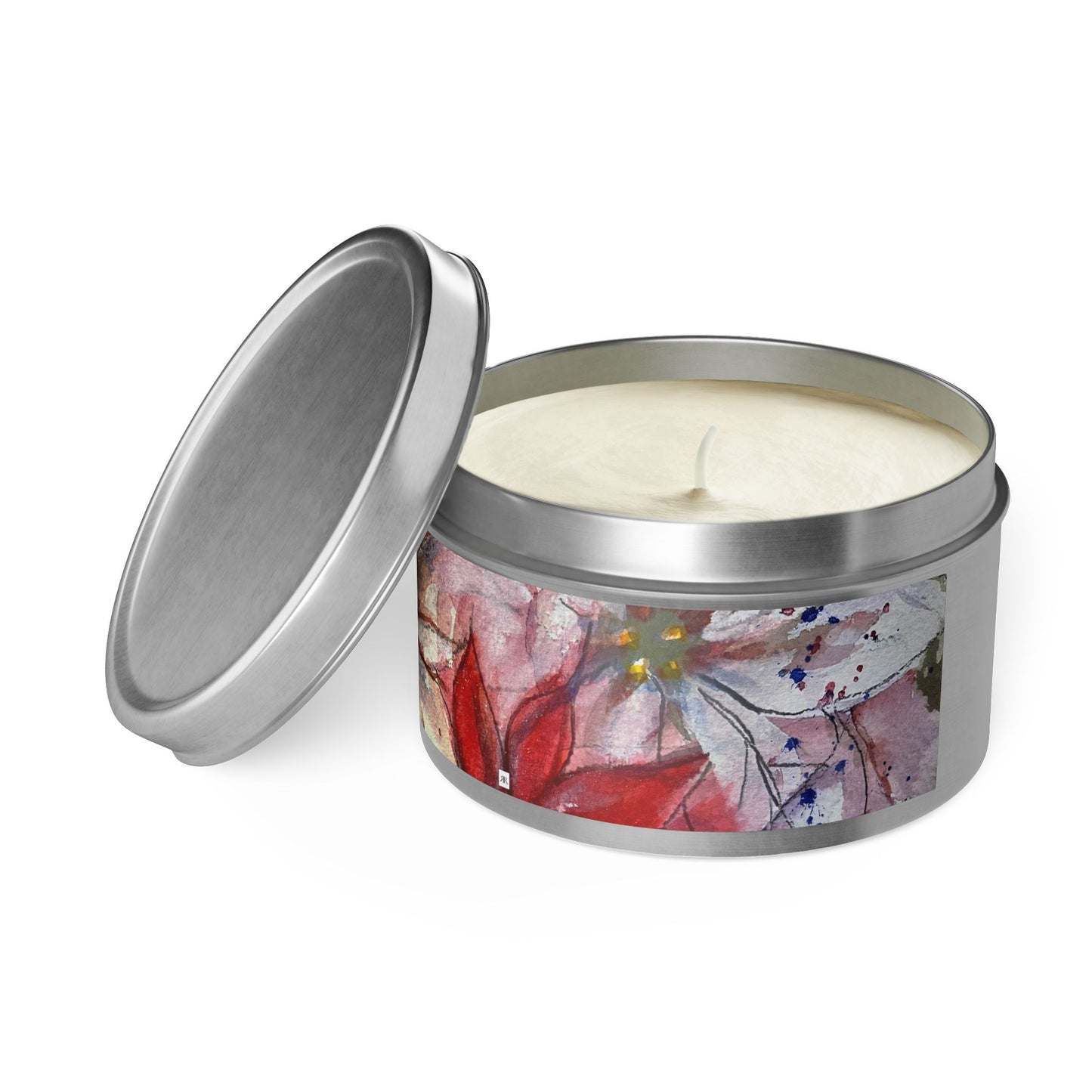 Tin Candle-Poinsettias