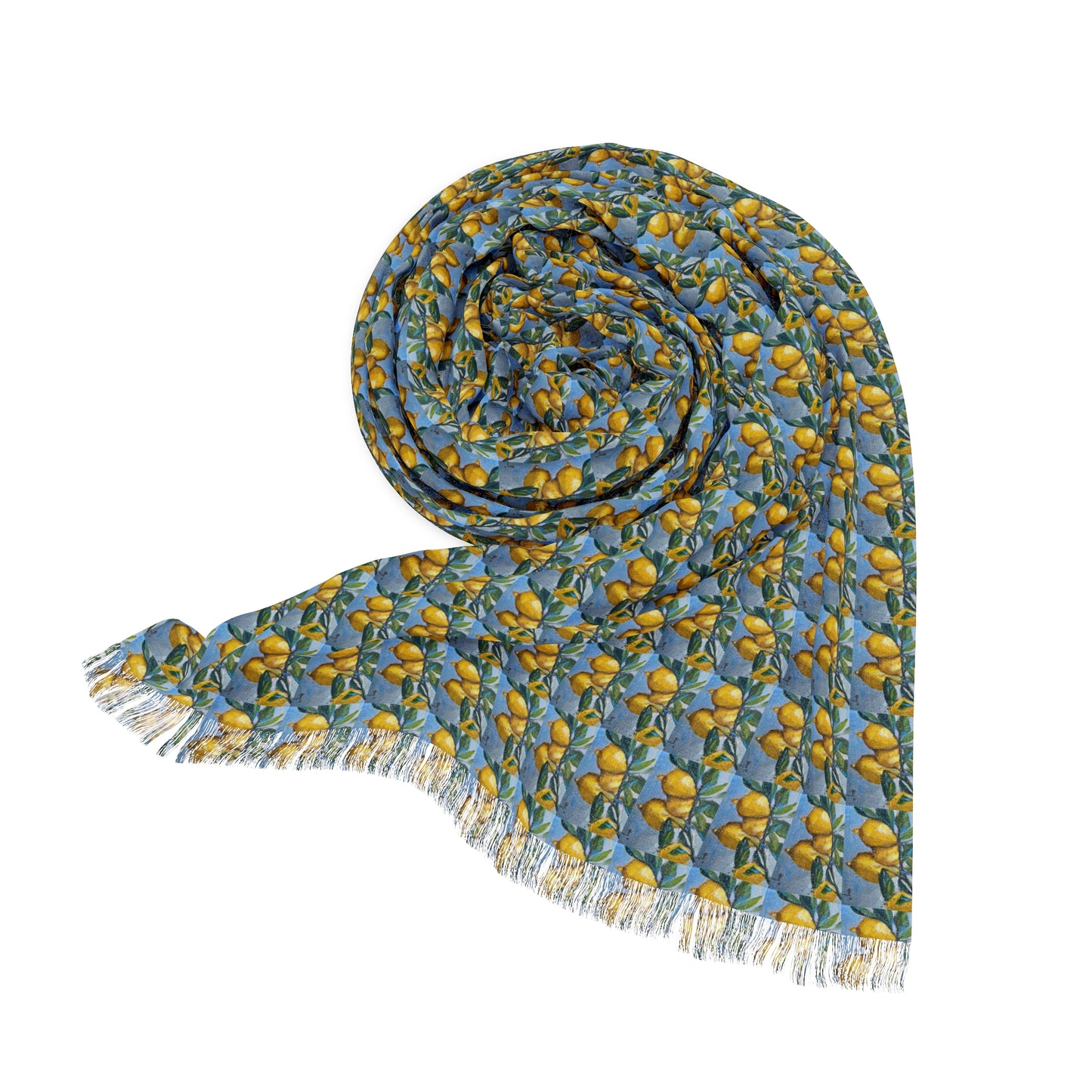Colorful Scarf — Artistic Lightweight Neck Wrap- Lemons on the Branch