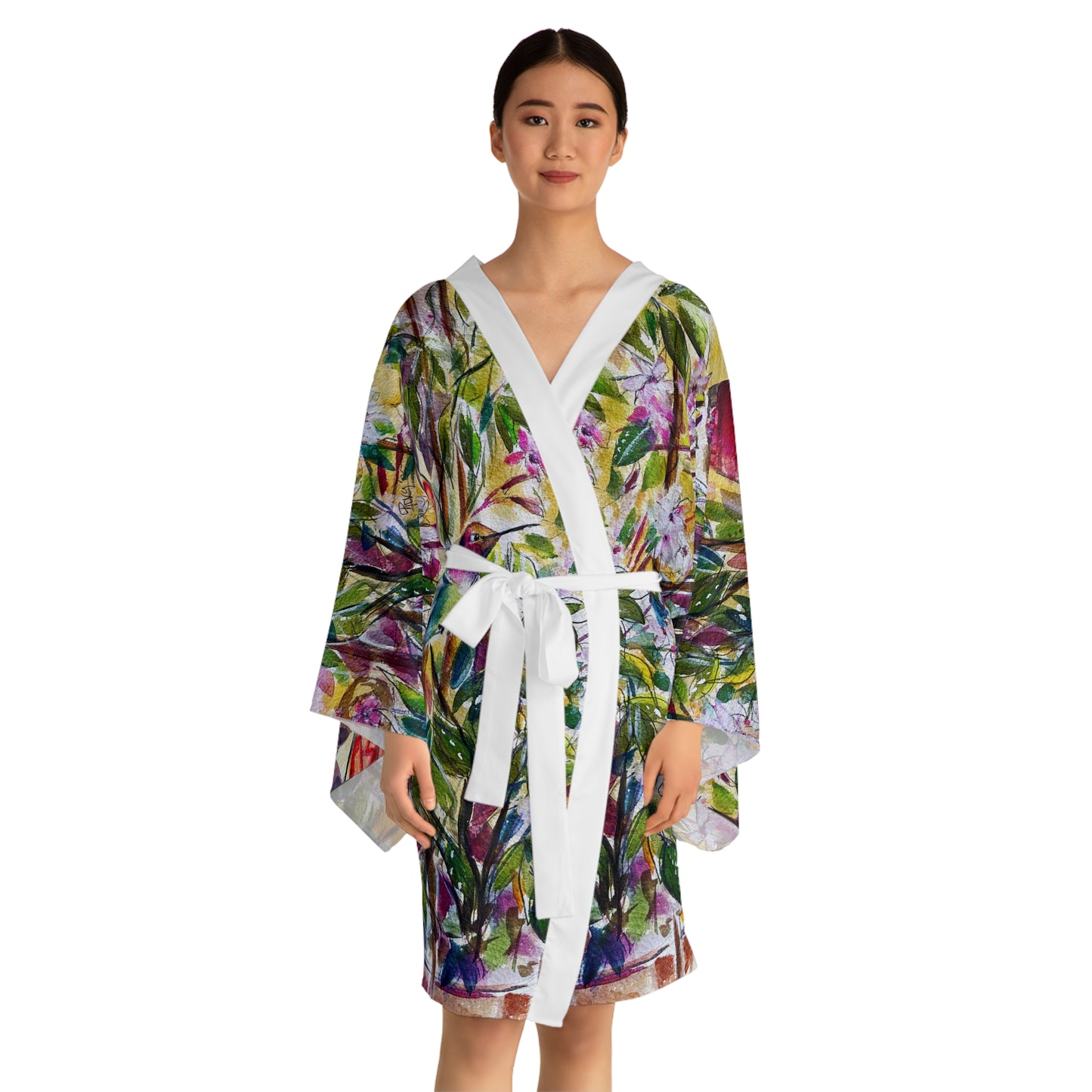 Kimono Robe - Elegant Hummingbird by the Jasmine