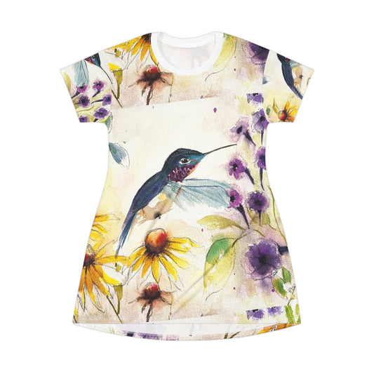 T-Shirt Dress -Happy Hummingbird