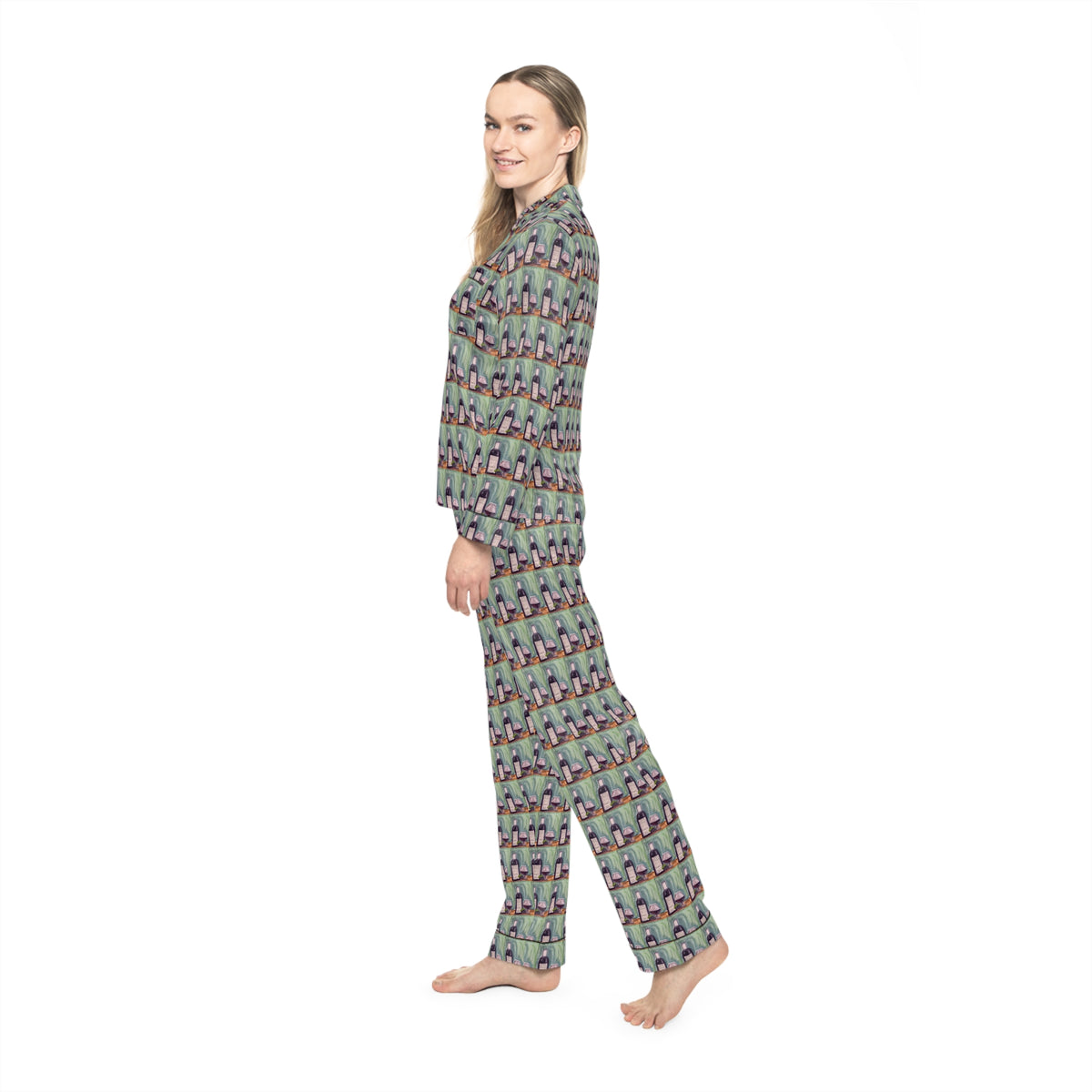 Satin Pajamas — Luxurious Silky Sleepwear Set- Erato-GBV Wine and Clique Glass