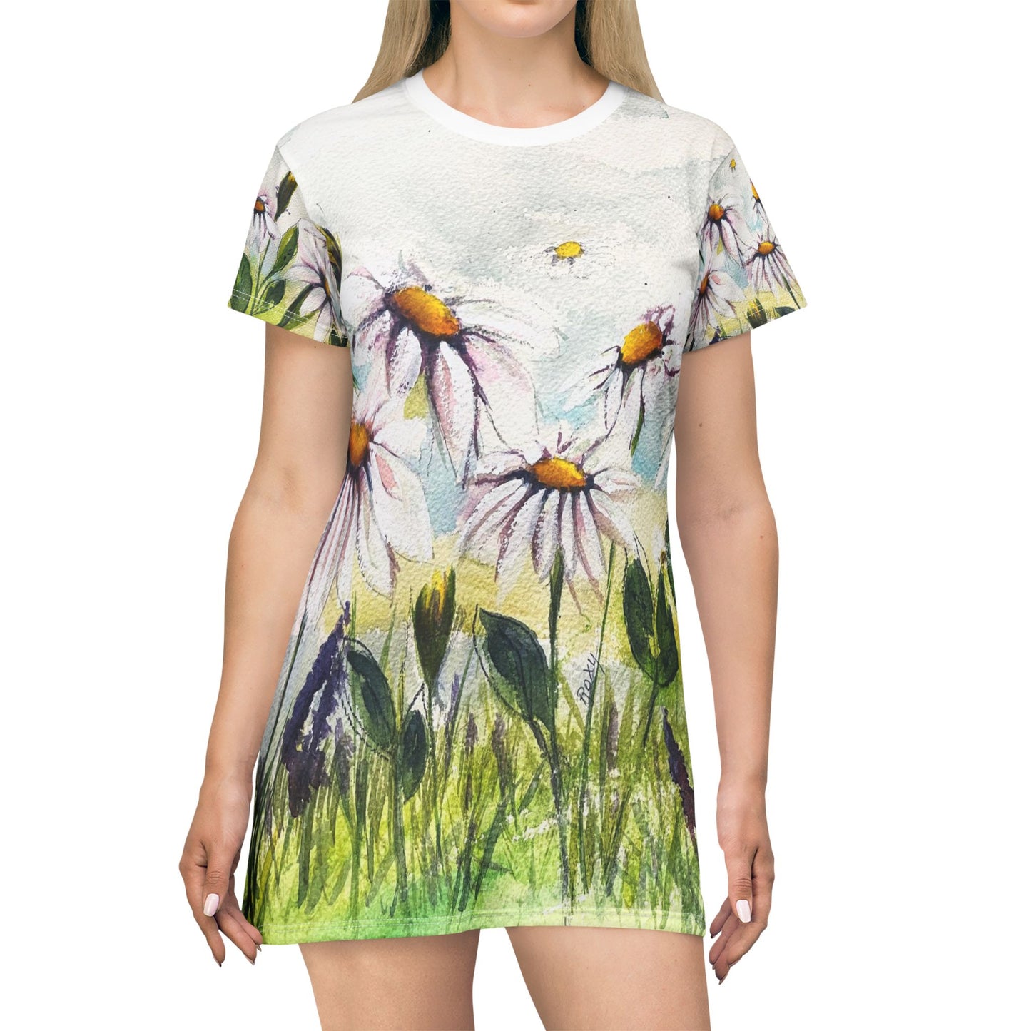 T-Shirt Dress (AOP)-Daisy Meadow