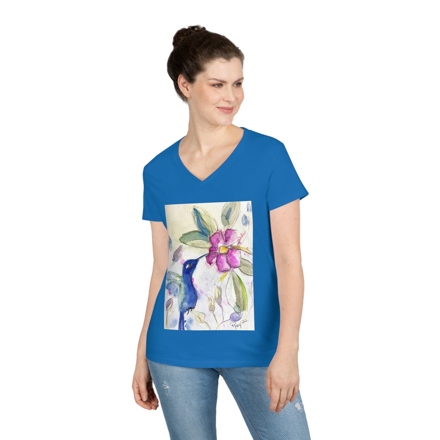 Hummingbird in the Spring Ladies' V-Neck T-Shirt