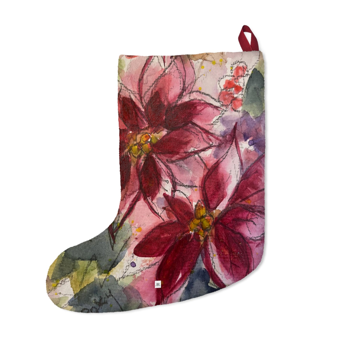 Elegant Red Poinsettias Christmas Stocking