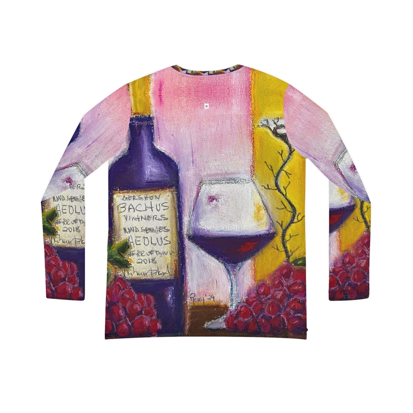 Long Sleeve Shirt-Aeolus GBV Wine Bottle and Clique Glass - V-neck Women's