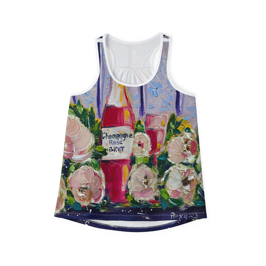 Women's Racerback Tank Top-Pink Champagne and Peonies