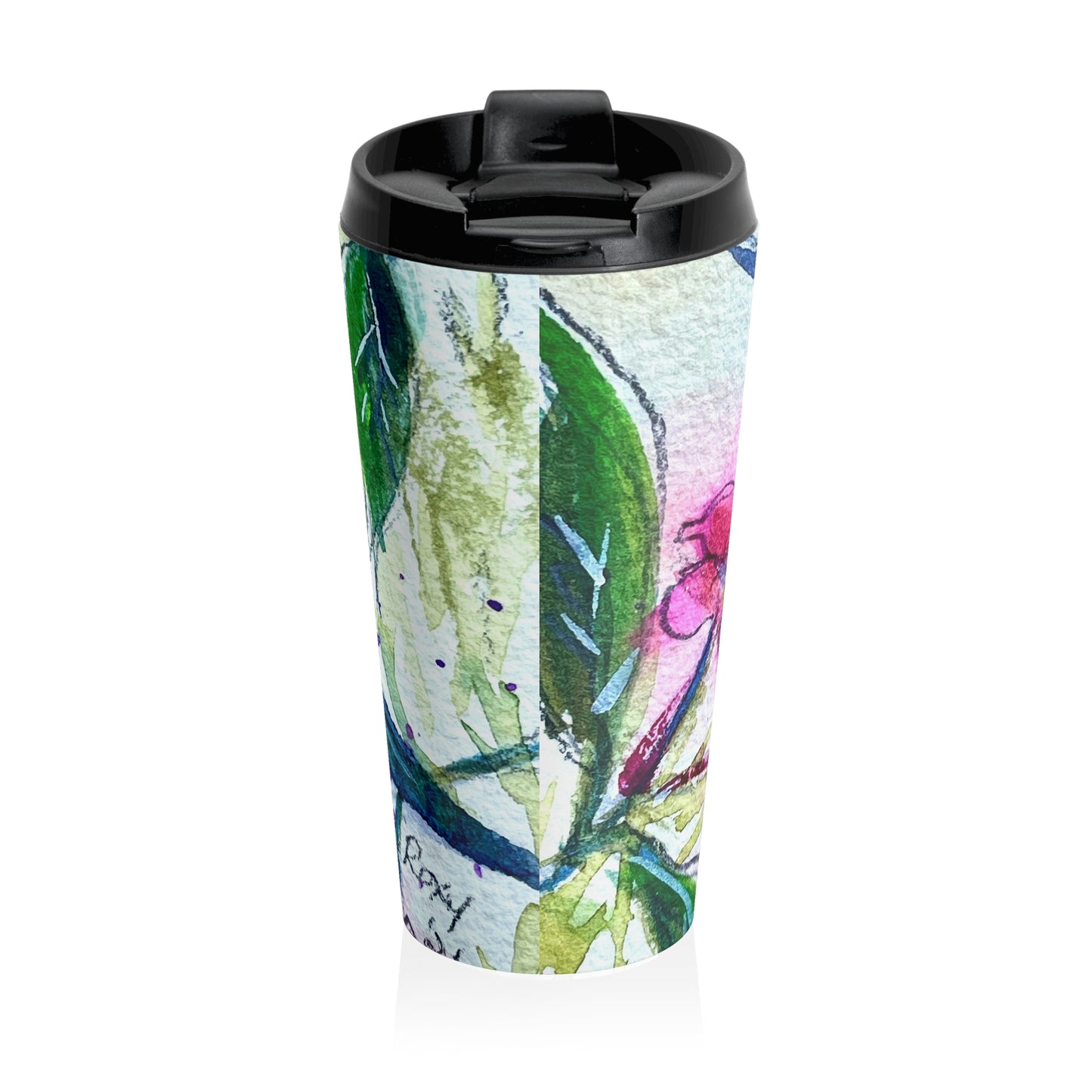 Hummingbird Coffee Stainless Steel Travel Mug — Floral Wildlife Art