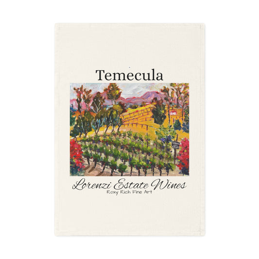 Decorative Tea Towel - Cab-Franc Lot at Lorenzi Estate Winery Painting by Roxy Rich