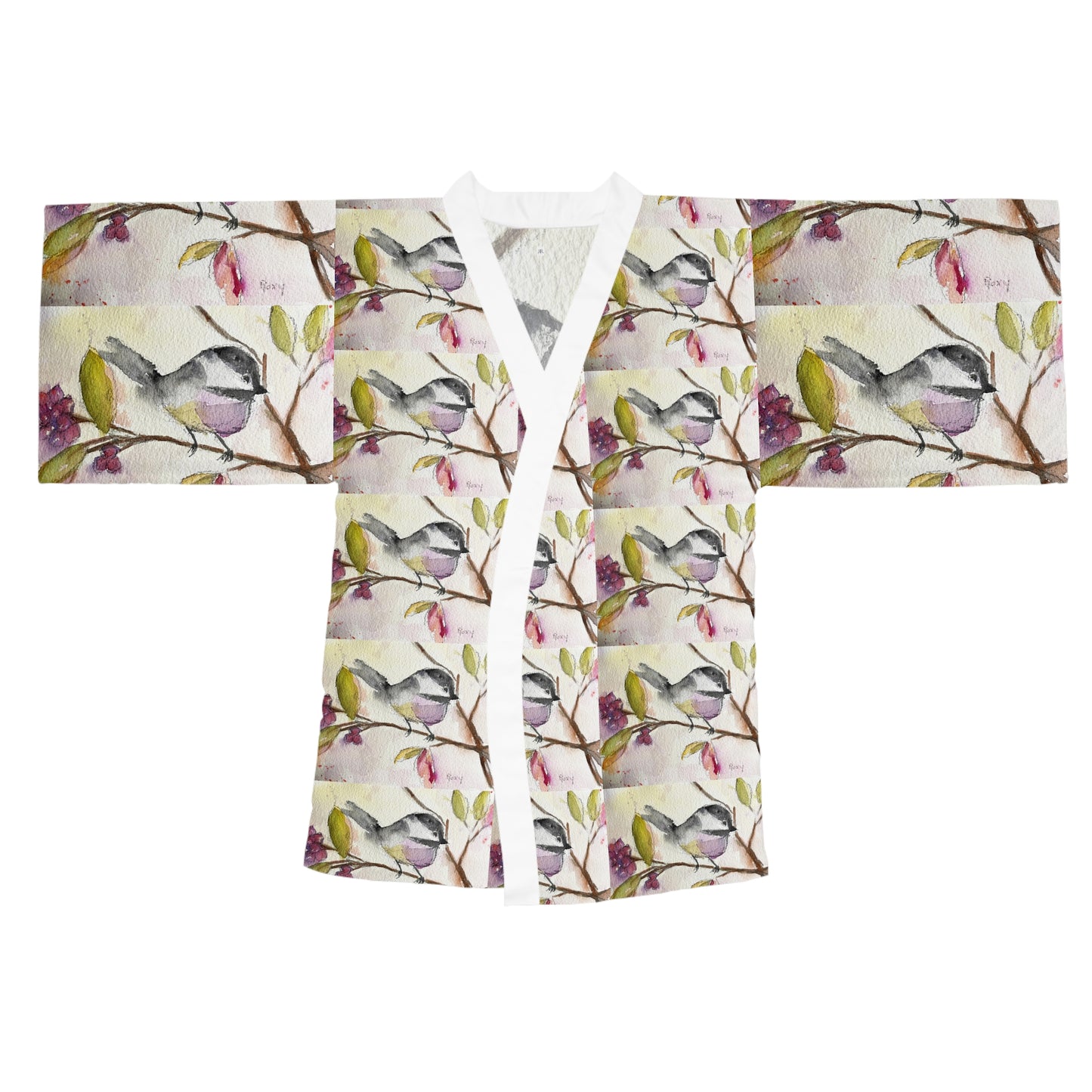 Kimono Robe -Chickadee in a Berry Tree