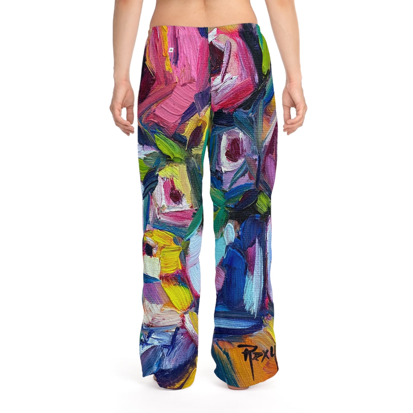 Pajama Pants - Abstract Roses with Tit Bird- Women's Pajama Pants