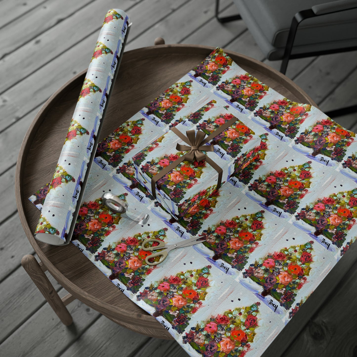 Roses in a Christmas Tree (3 Sizes) Wrapping Papers