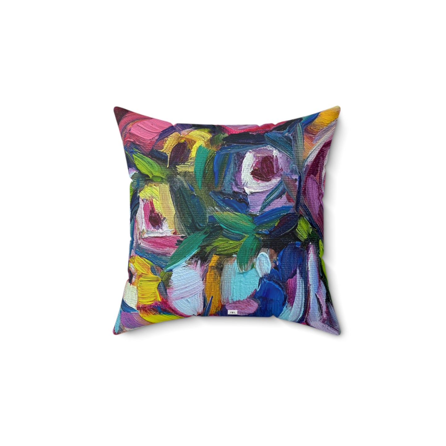 Abstract Roses and Warbler Color Blast Indoor Spun Polyester Square Pillow