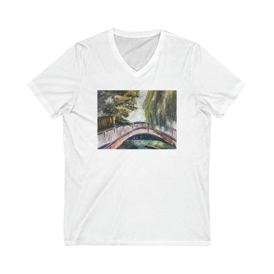Bridge to Dorking-Camiseta unisex de manga corta con cuello en V