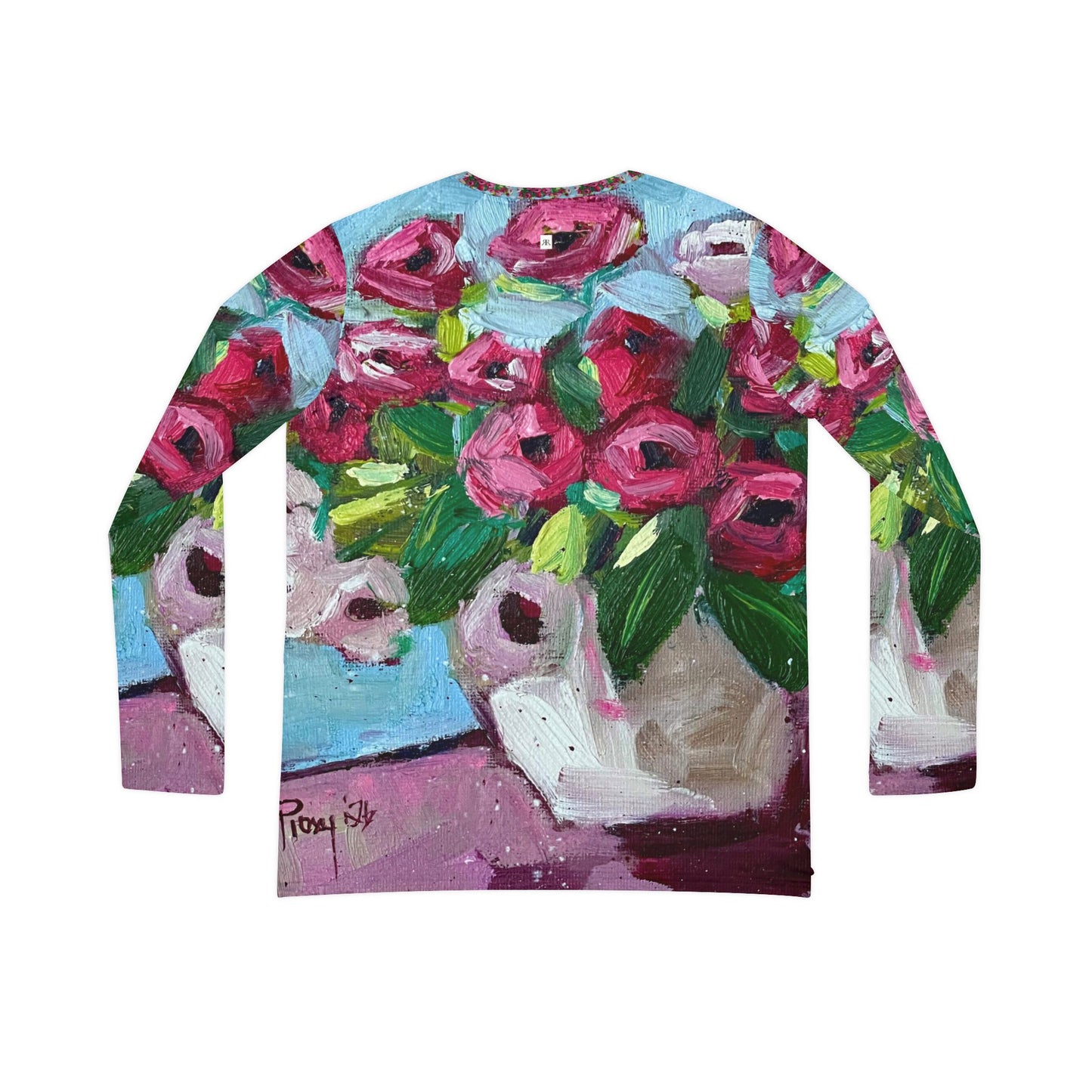 Women's Long Sleeve V-neck Shirt -Blushing Blooms