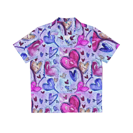 Men's Hawaiian Shirt- Floating Hearts Parade-Valentine's Day