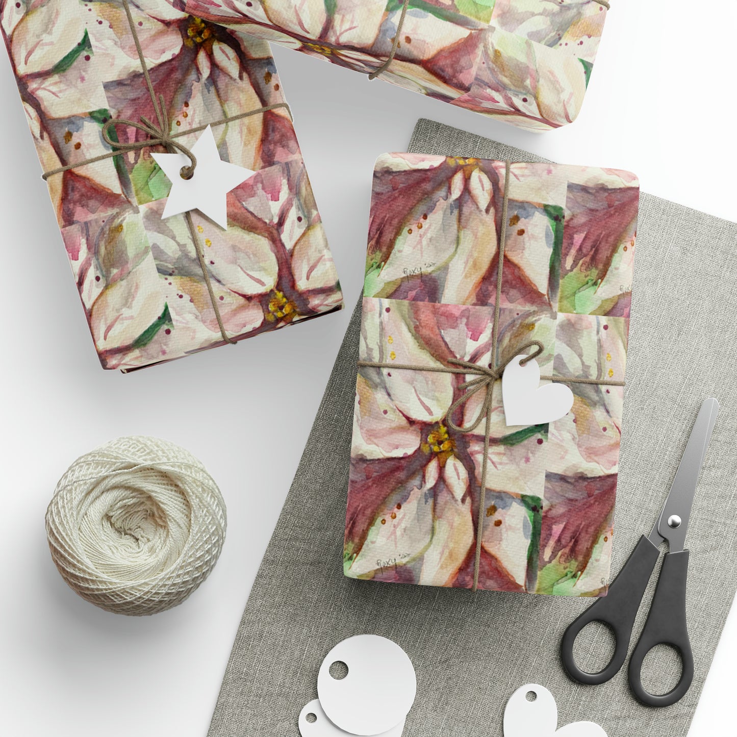 Elegant White Poinsettia (3 Sizes) Wrapping Papers