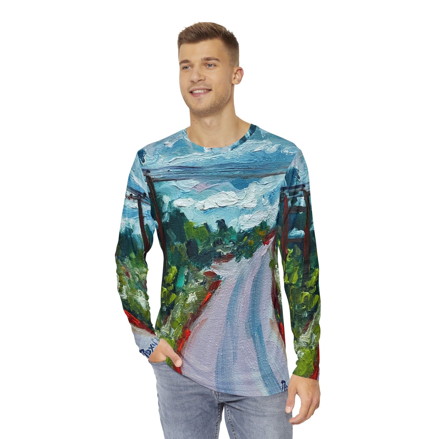 Men's Long Sleeve Shirt - Unique Classic Tee-Road to Tranquility Cotswolds