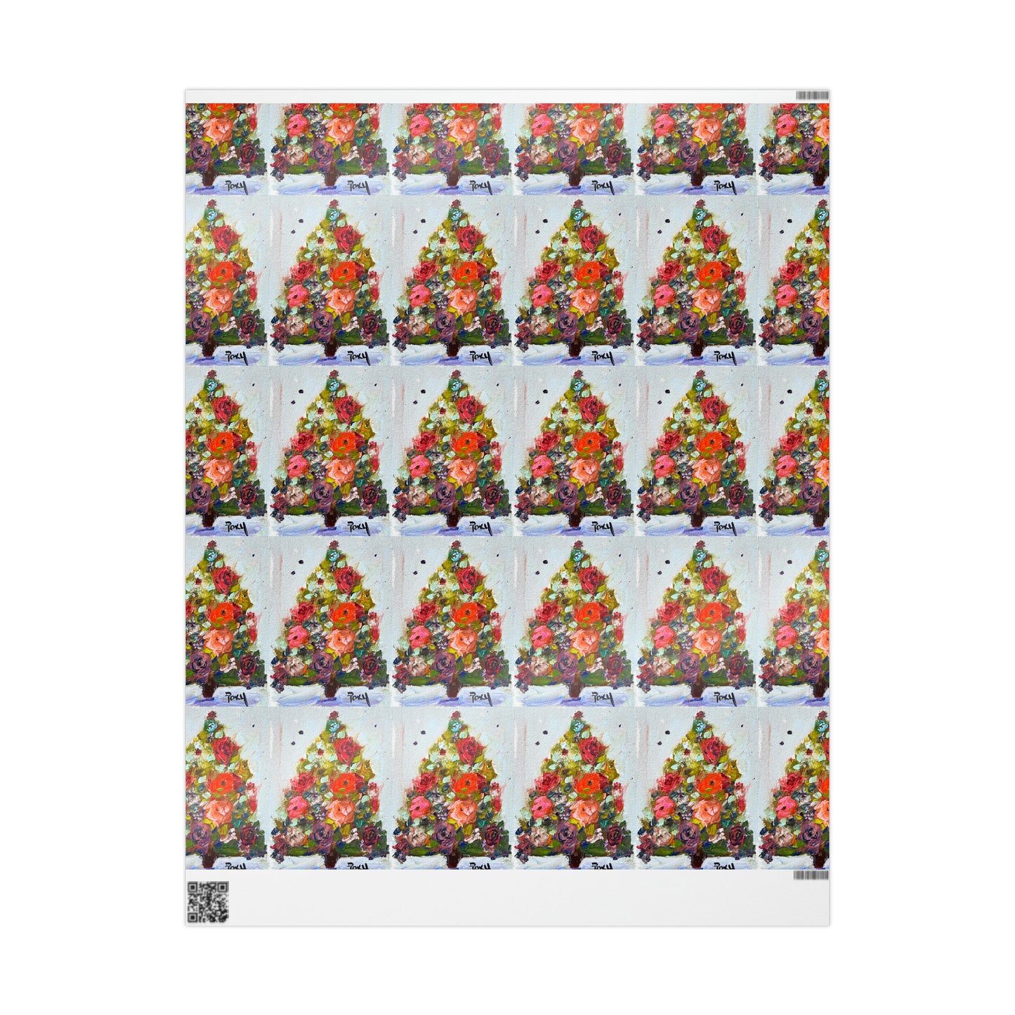 Roses in a Christmas Tree (3 Sizes) Wrapping Papers