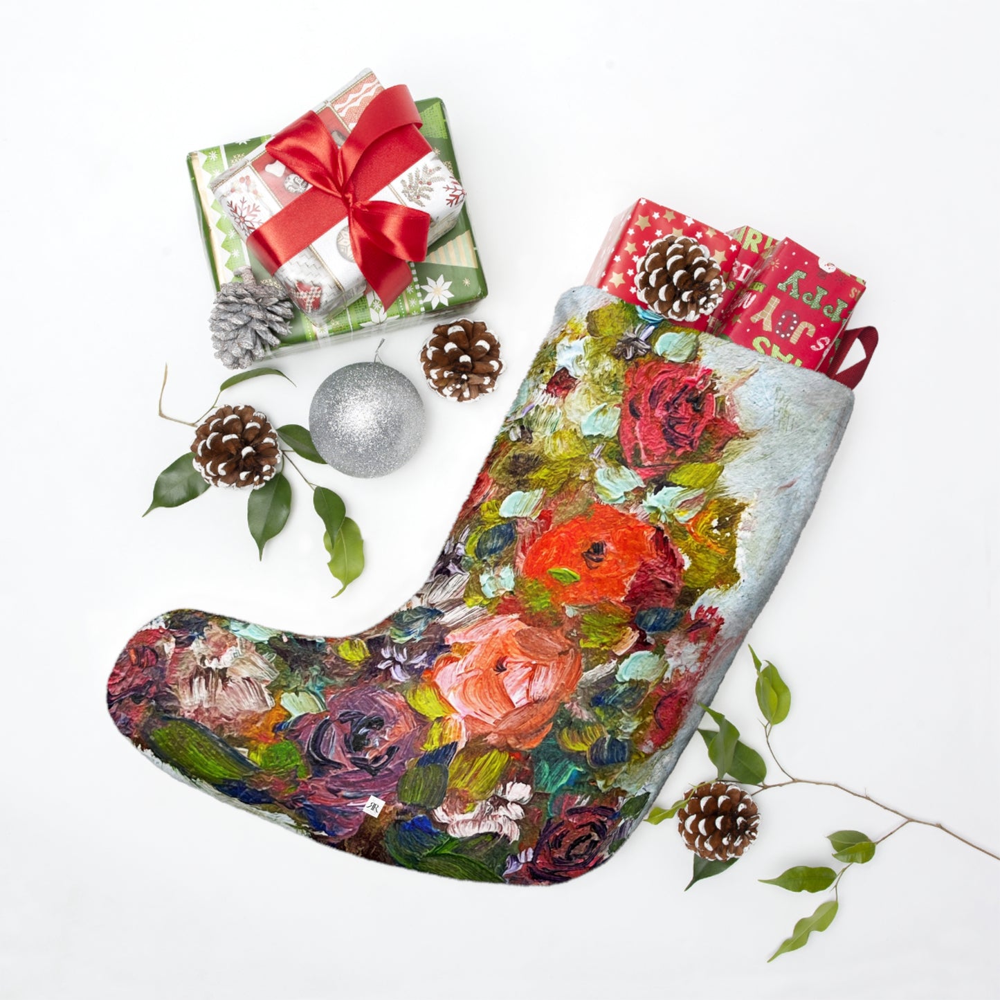 Roses Christmas Tree Christmas Stocking