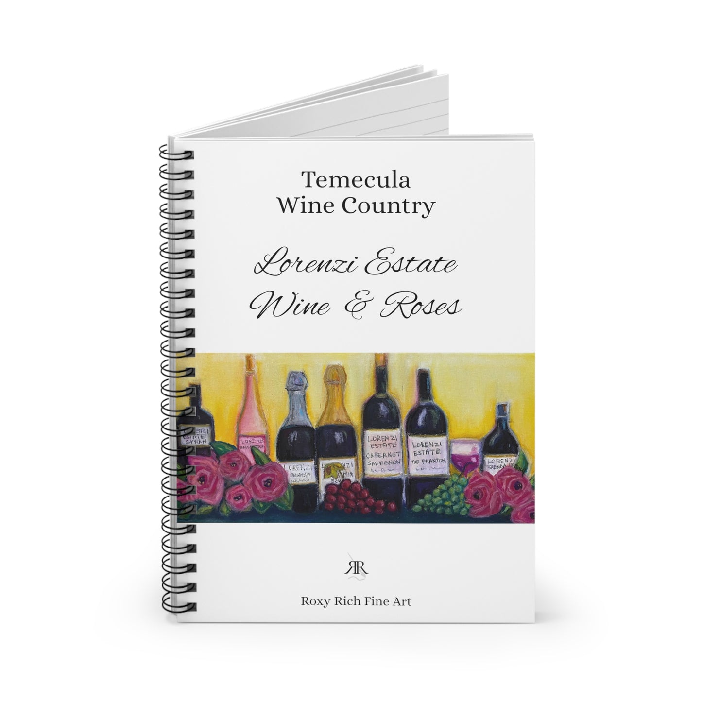 Région viticole de Temecula "Vin et roses du domaine Lorenzi" Cahier à spirale